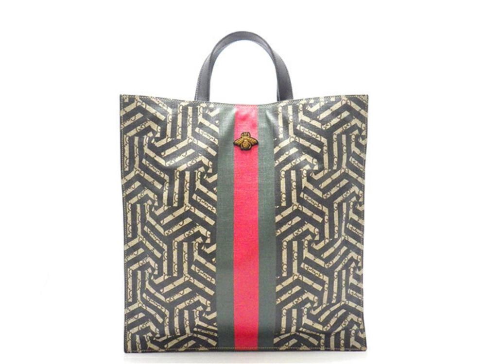 Gucci Bee Tote Bag GG Canvas Calf Leather